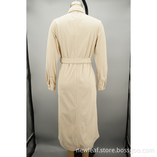 Tailored collar design Corduroy 6W shirt dress